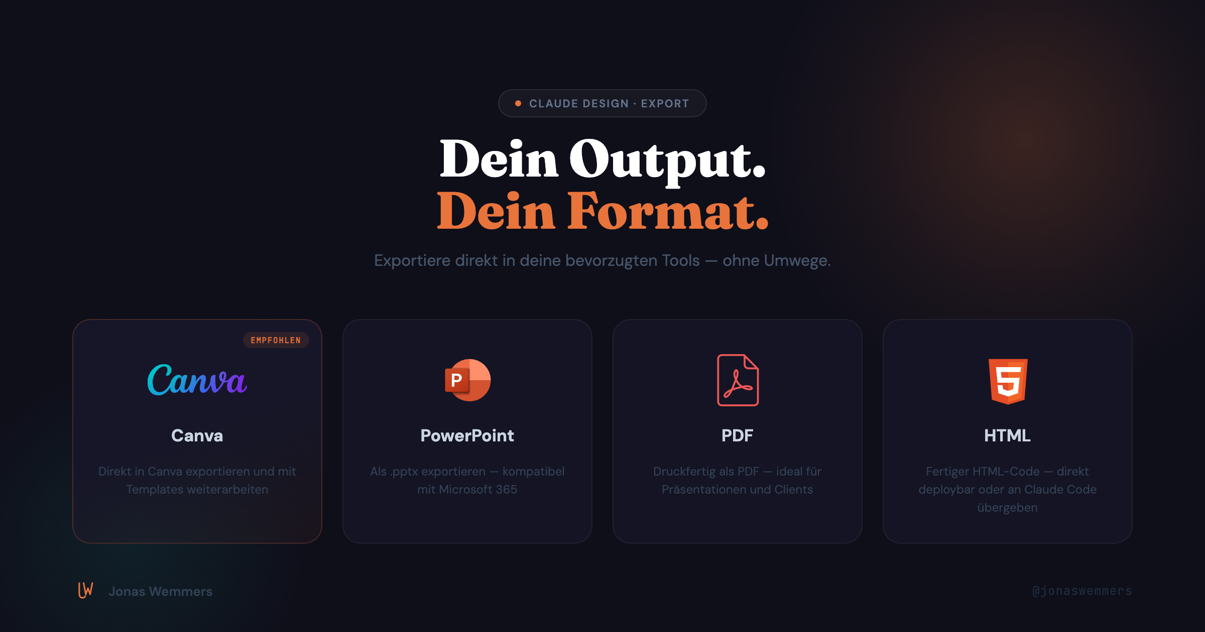 Export-Optionen in Claude Design
